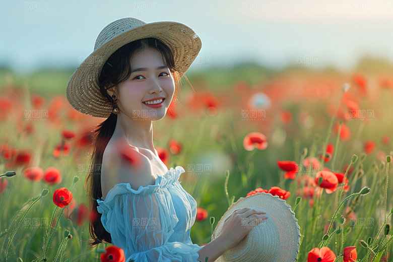 原野人像氛围自然摄影图