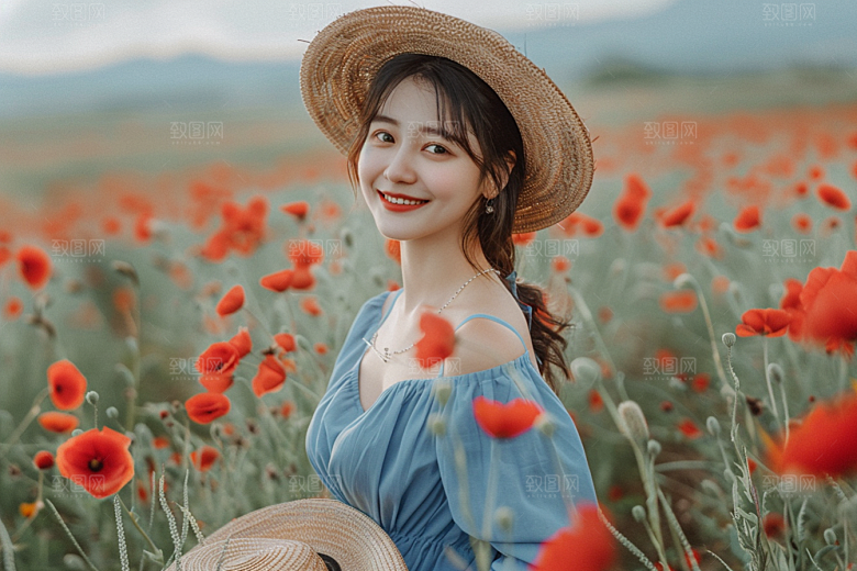 原野人像服装草原摄影图