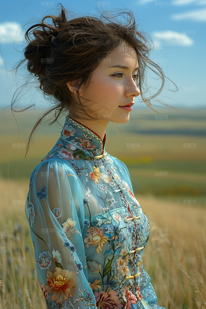 原野人像服装户外摄影图