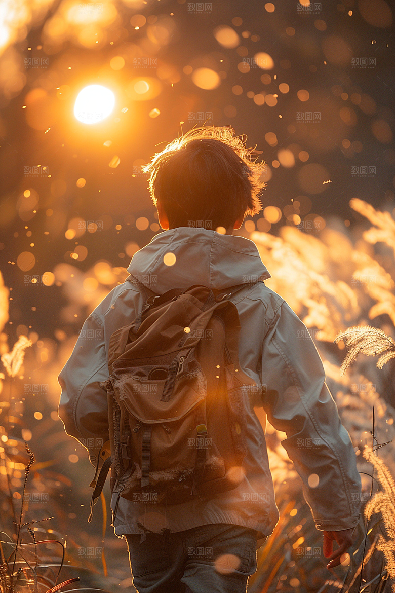 原野人像自然草地摄影图