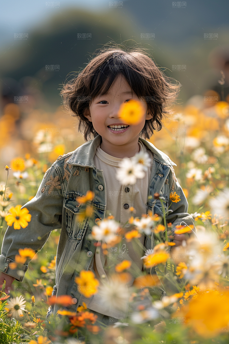 原野人像草地服装摄影图