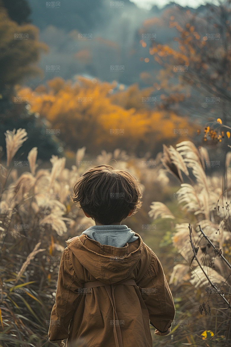 原野人像荒野草地摄影图