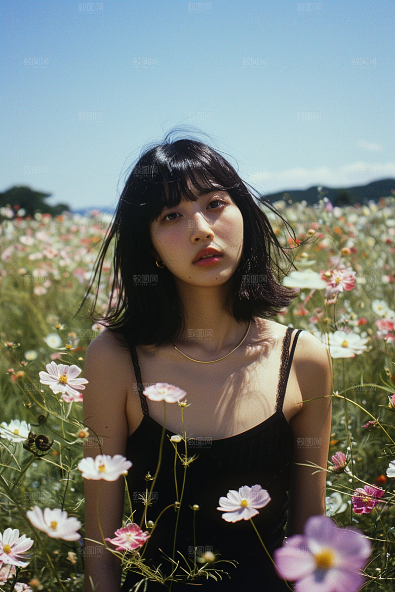 原野人像休闲荒野摄影图