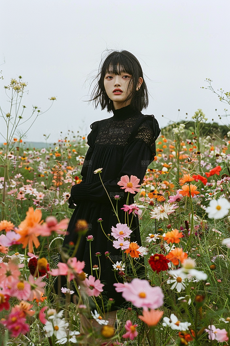 原野人像草原自然摄影图
