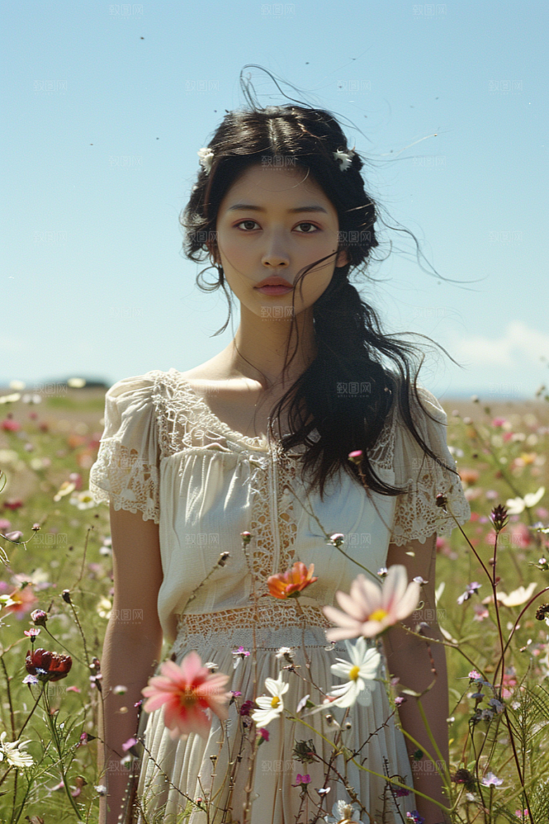 原野人像人物草原摄影图