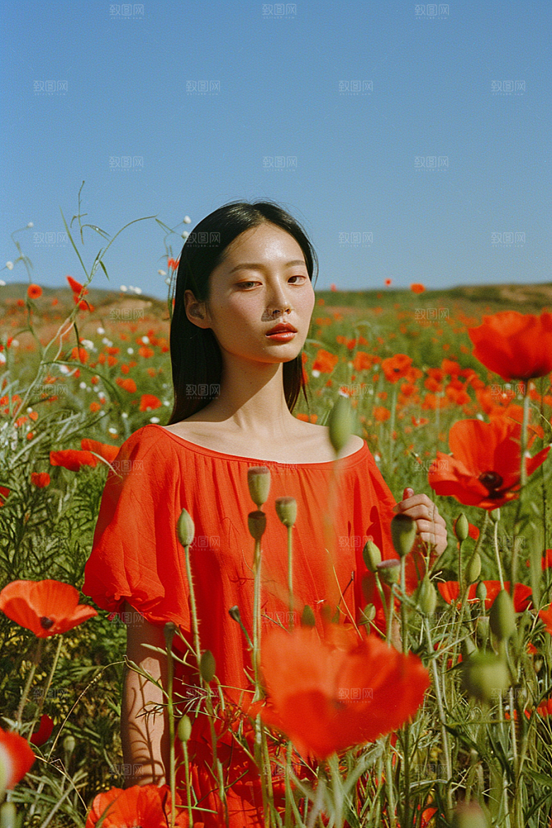 原野人像写真服装摄影图