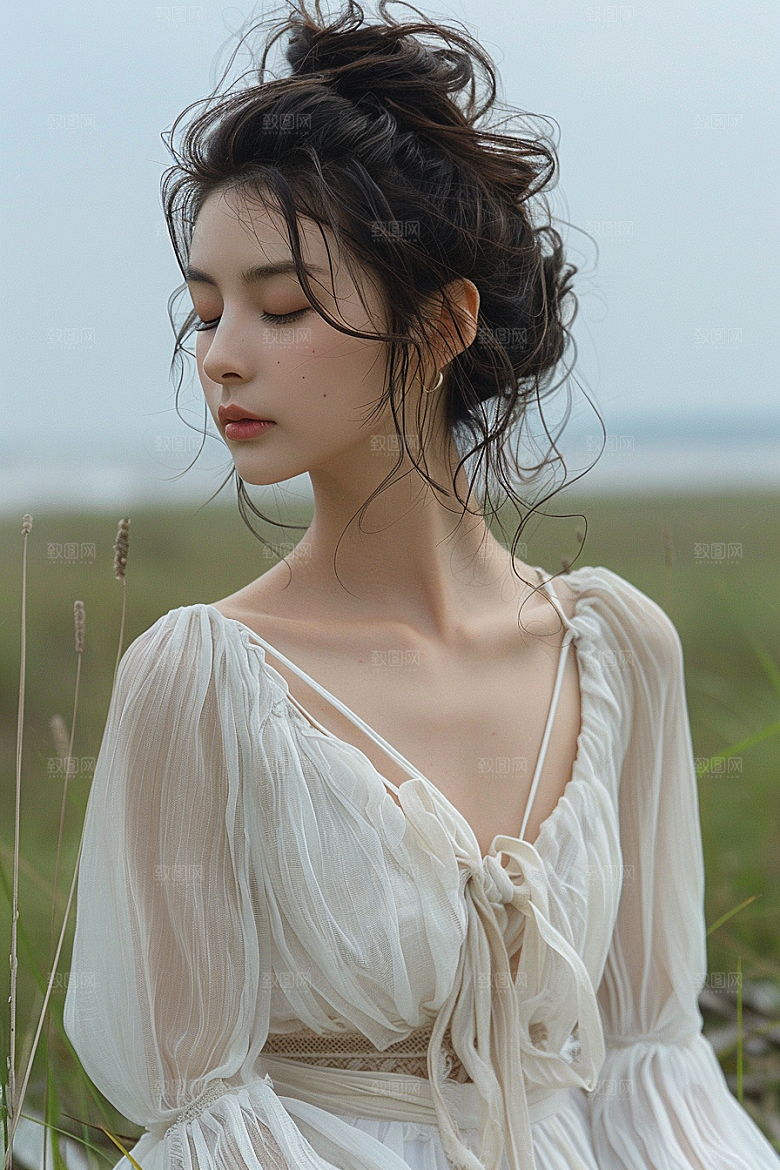 原野人像休闲肖像摄影图