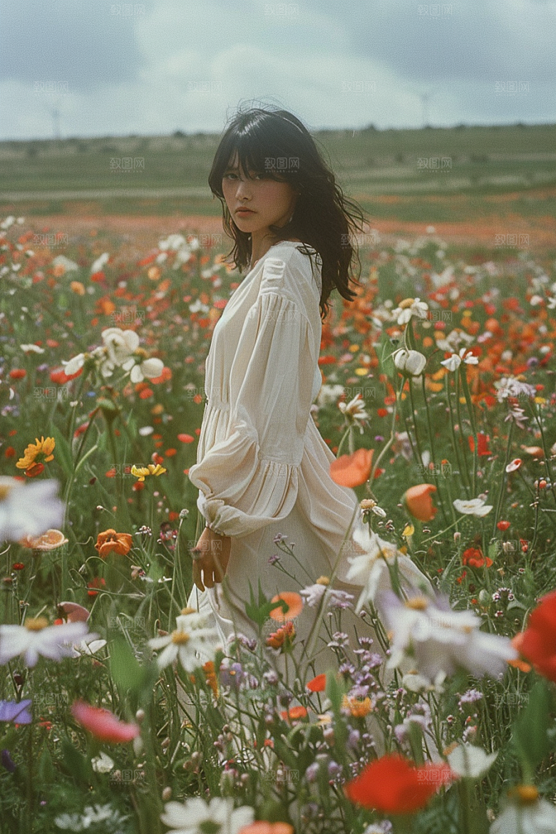 原野人像服装肖像摄影图