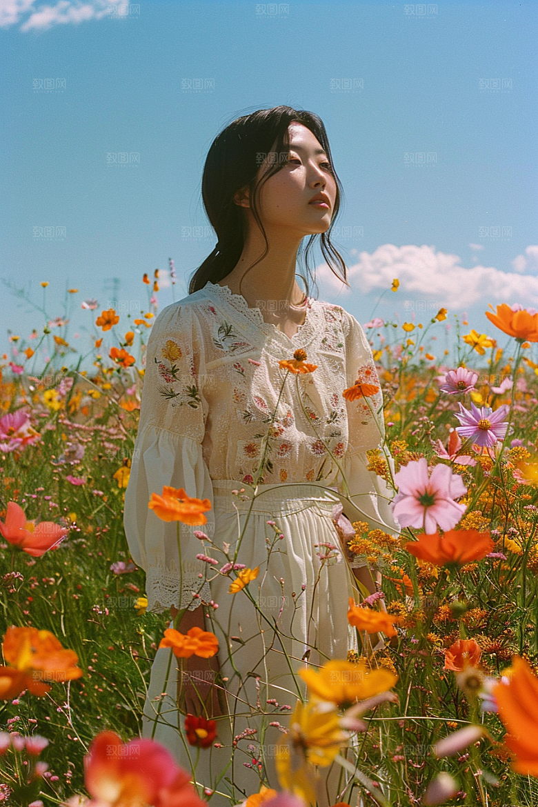 原野人像自然写真摄影图