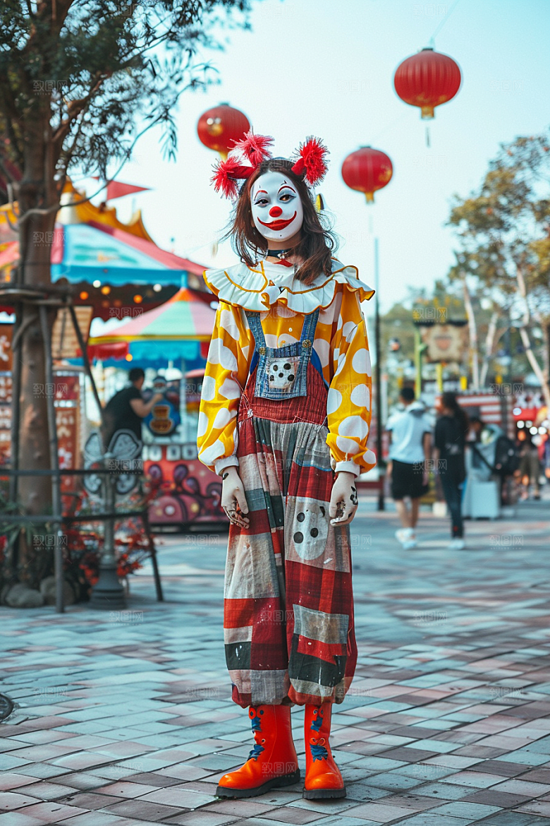 愚人节化妆小丑人物卡通摄影图