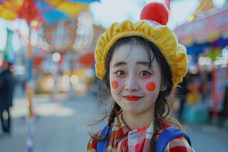 愚人节化妆小丑形象幽默摄影图