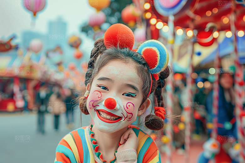 愚人节化妆小丑卡通形象摄影图