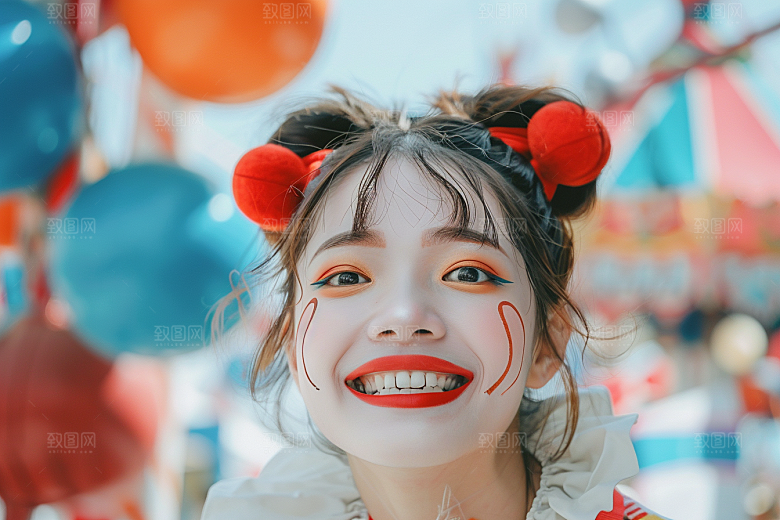 愚人节化妆小丑可爱游乐场摄影图