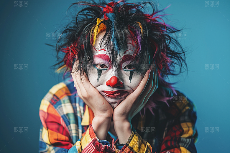 愚人节化妆小丑形象卡通摄影图