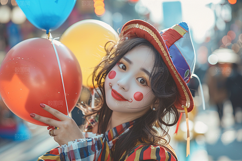 愚人节化妆小丑可爱节庆摄影图