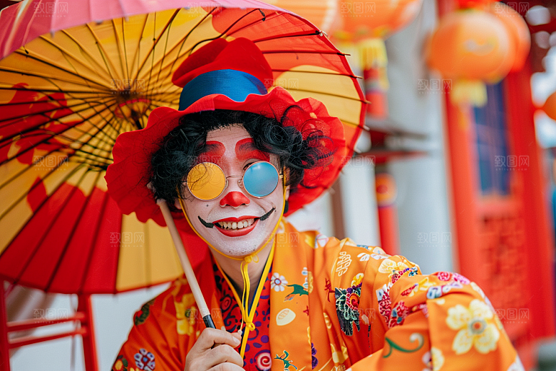 愚人节化妆小丑幽默卡通摄影图