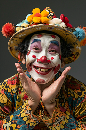 愚人节化妆小丑人物幽默摄影图