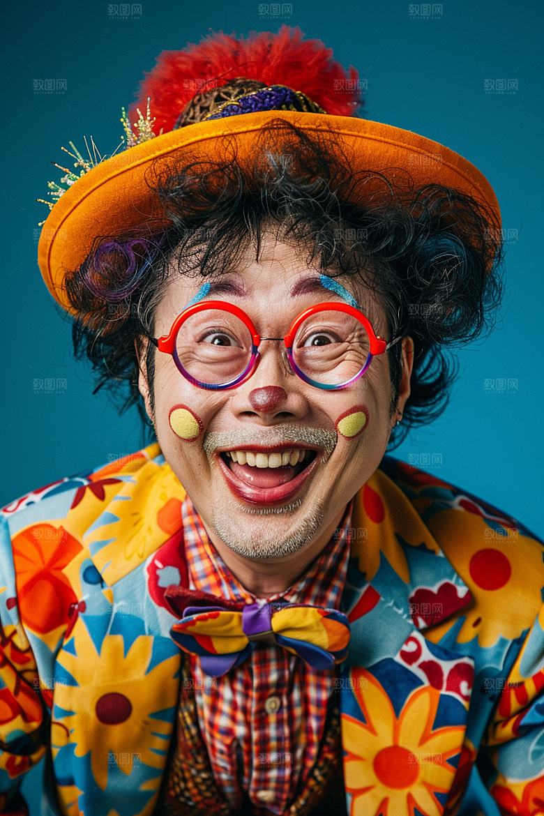 愚人节化妆小丑幽默人物摄影图