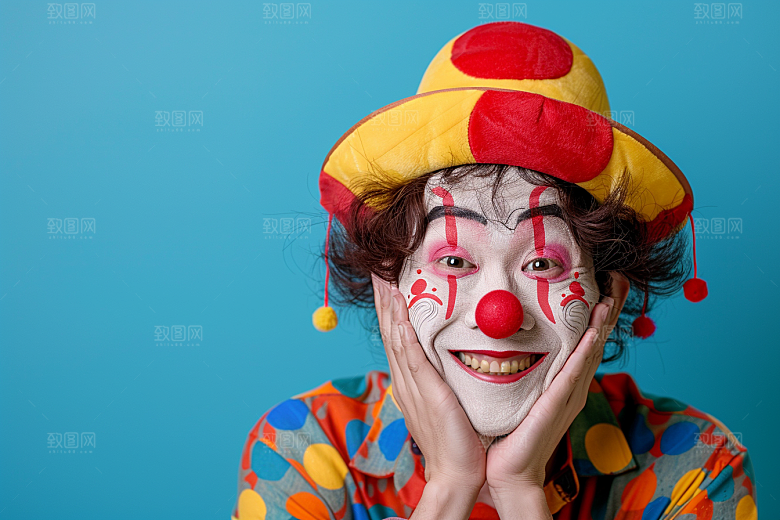 愚人节化妆小丑趣味人体油彩摄影图