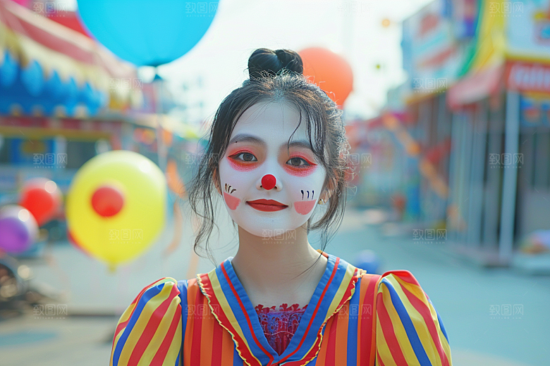 愚人节化妆小丑人体油彩欢乐摄影图