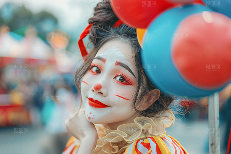 愚人节化妆小丑欢乐趣味摄影图