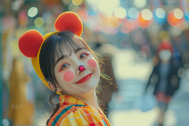 愚人节化妆小丑趣味人体油彩摄影图