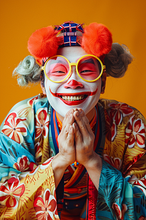 愚人节化妆小丑游乐场形象摄影图
