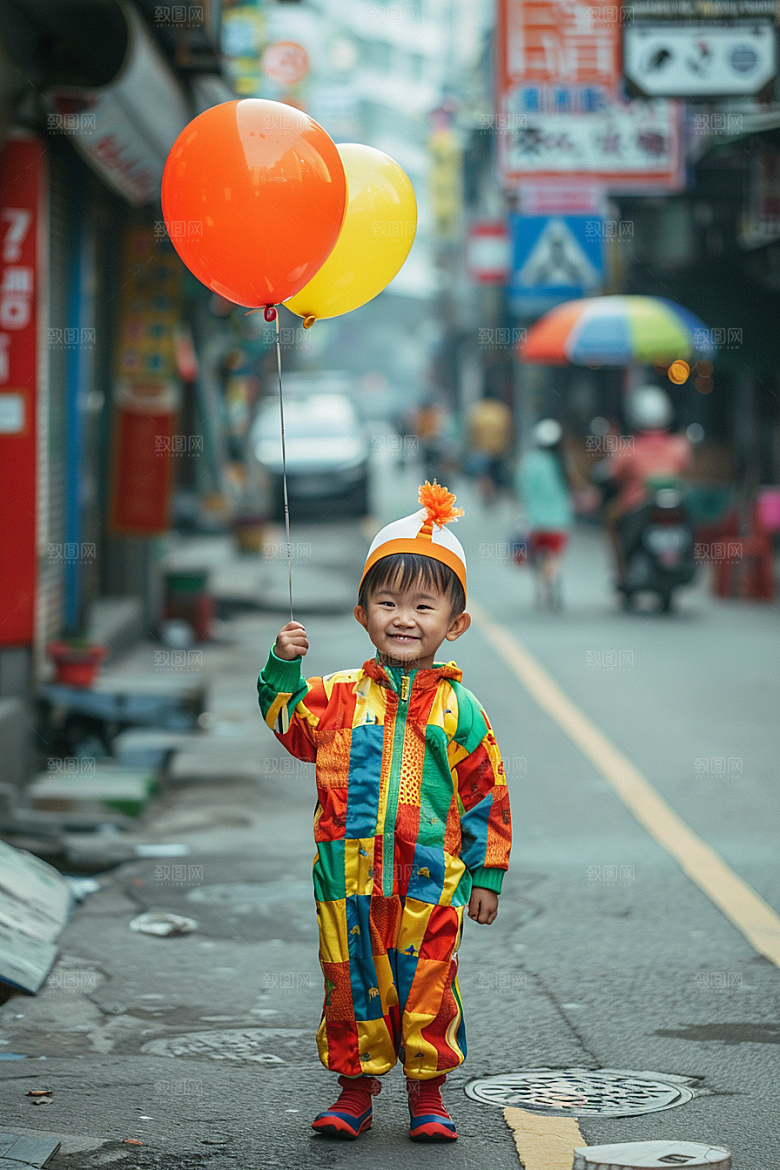 愚人节化妆小丑欢乐游乐场摄影图