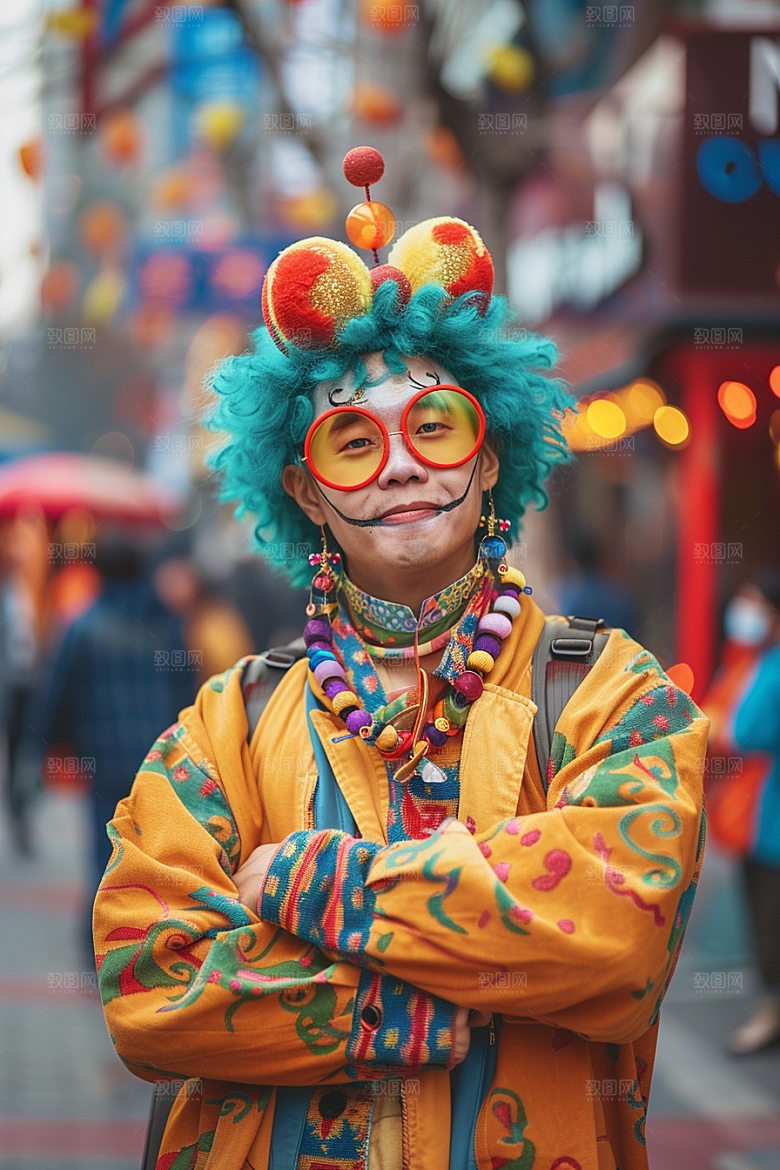 愚人节化妆小丑形象欢乐摄影图