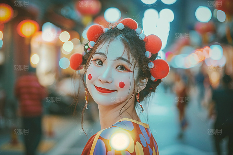 愚人节化妆小丑欢乐人体油彩摄影图