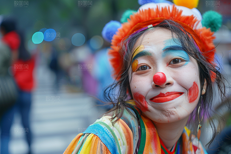 愚人节化妆小丑欢乐幽默摄影图