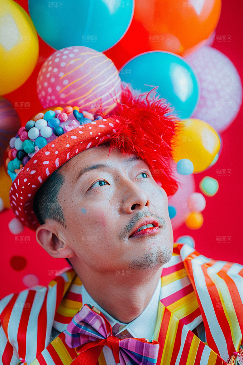 愚人节化妆小丑形象人体油彩摄影图