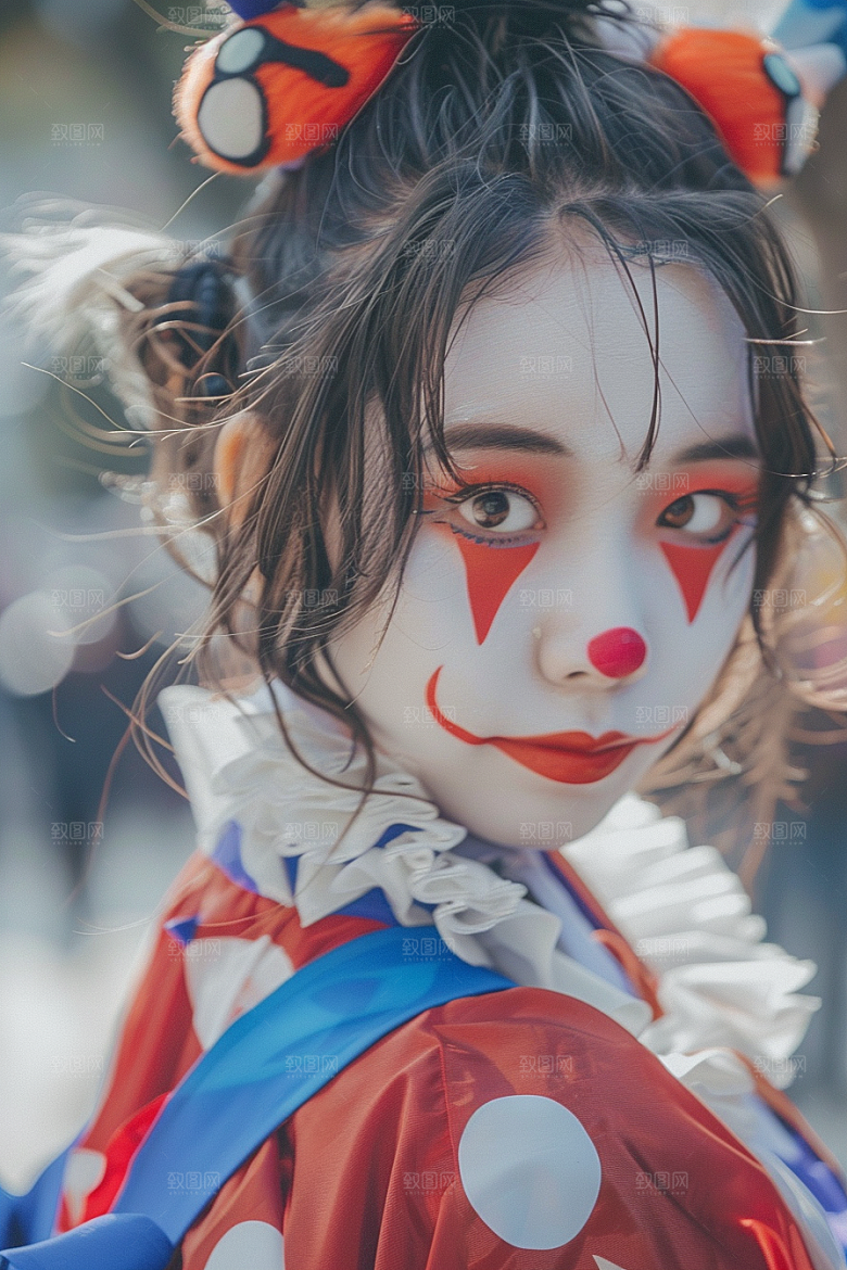愚人节化妆小丑欢乐人物摄影图