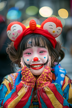愚人节化妆小丑形象节庆摄影图