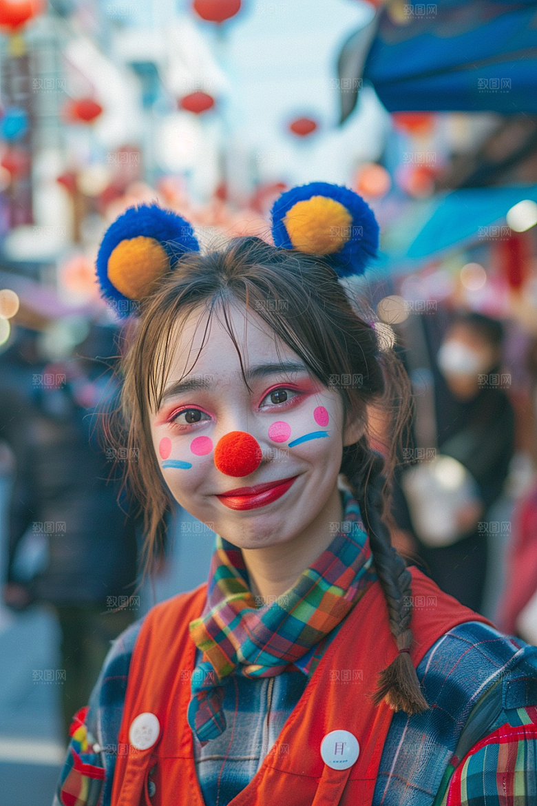 愚人节化妆小丑游乐场幽默摄影图