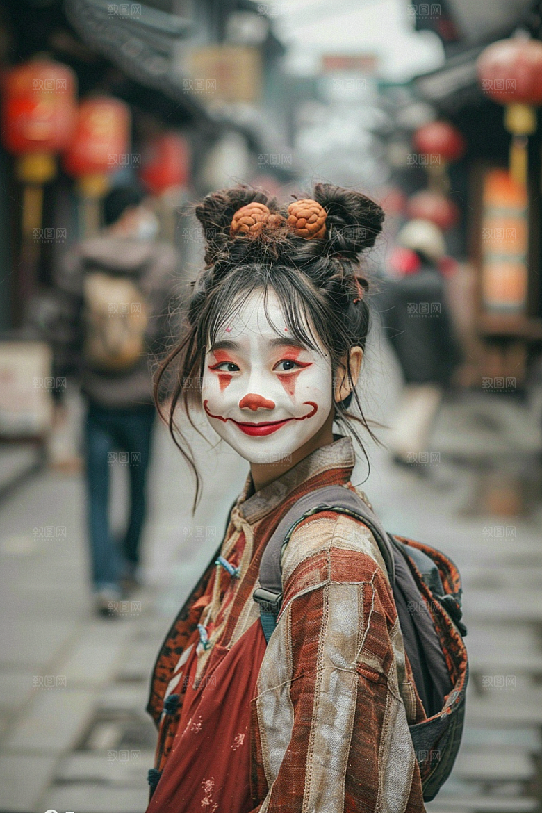 愚人节化妆小丑趣味人物摄影图