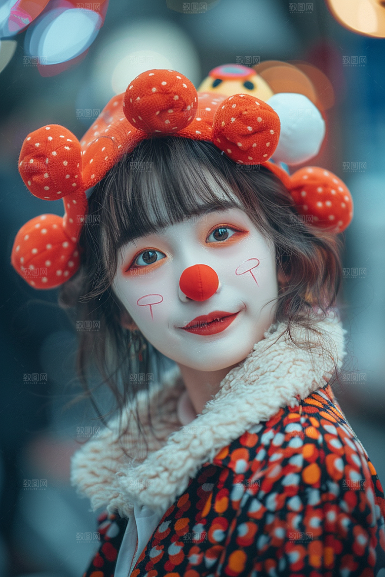 愚人节化妆小丑趣味形象摄影图