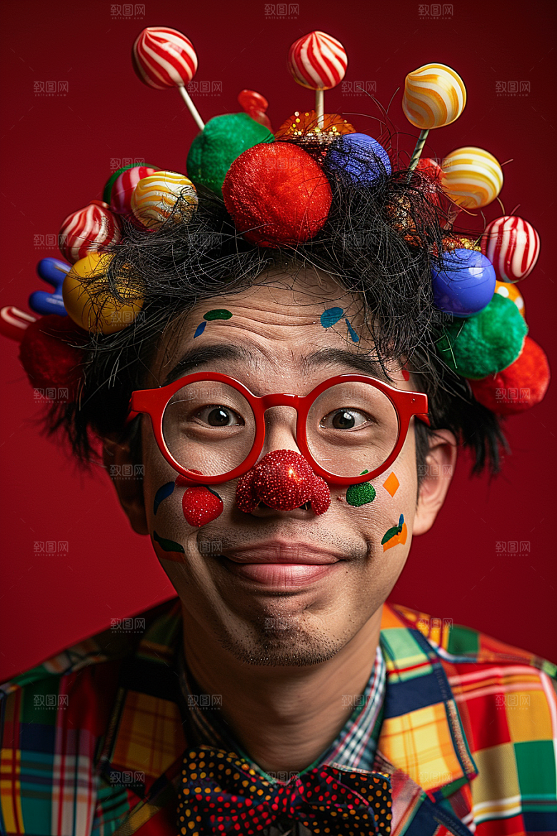 愚人节化妆小丑人体油彩欢乐摄影图