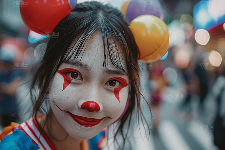 愚人节化妆小丑人体油彩人物摄影图