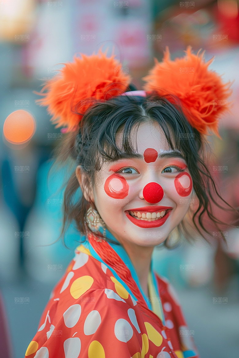 愚人节化妆小丑卡通彩色摄影图