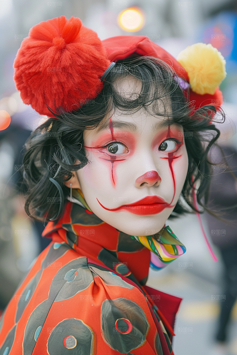 愚人节化妆小丑形象欢乐摄影图