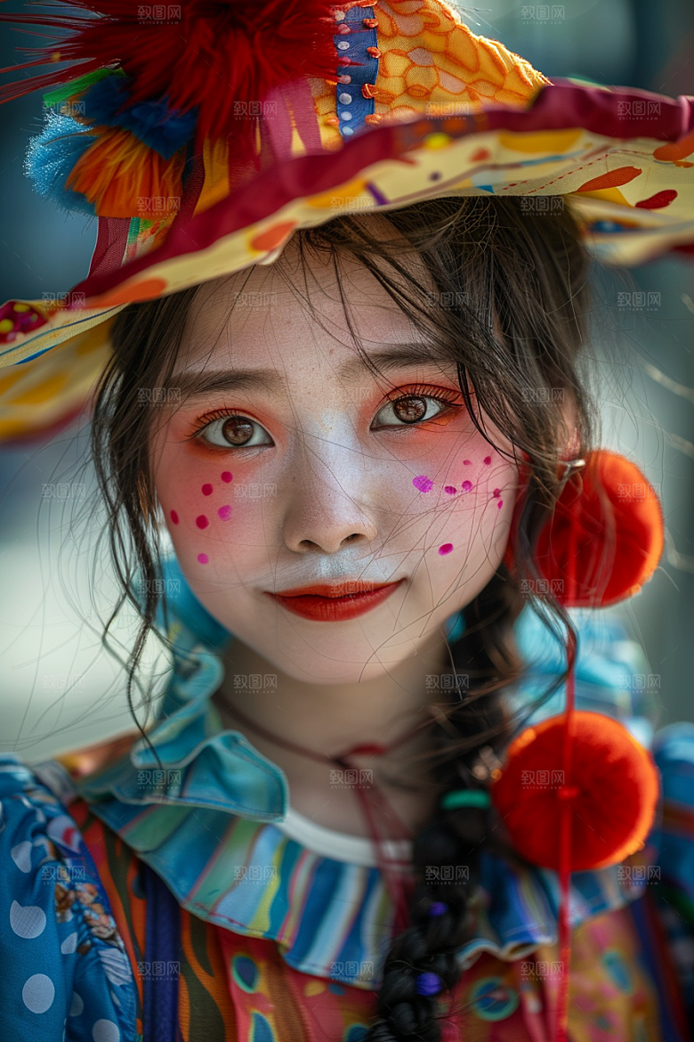 愚人节化妆小丑幽默可爱摄影图