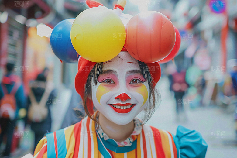 愚人节化妆小丑人物卡通摄影图