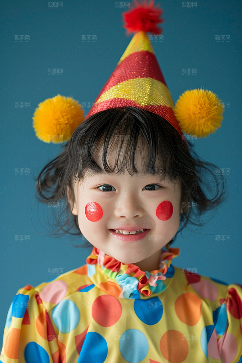 愚人节化妆小丑彩色幽默摄影图