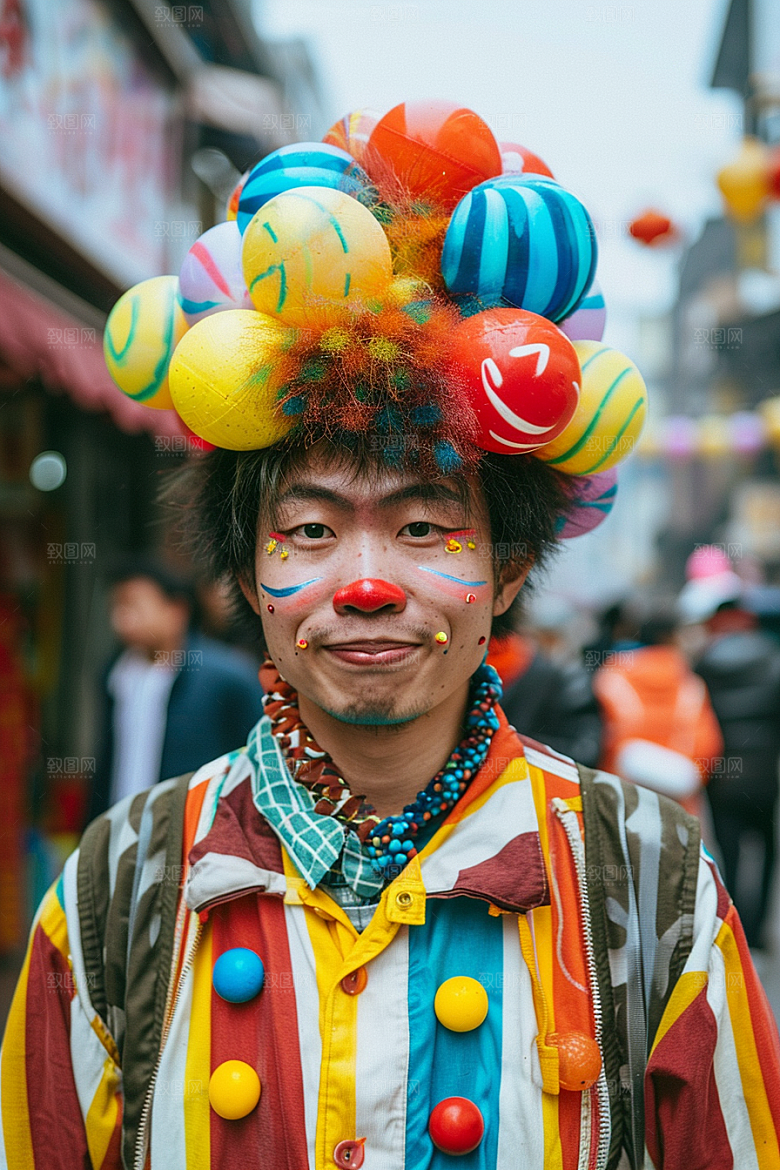 愚人节化妆小丑人物人体油彩摄影图