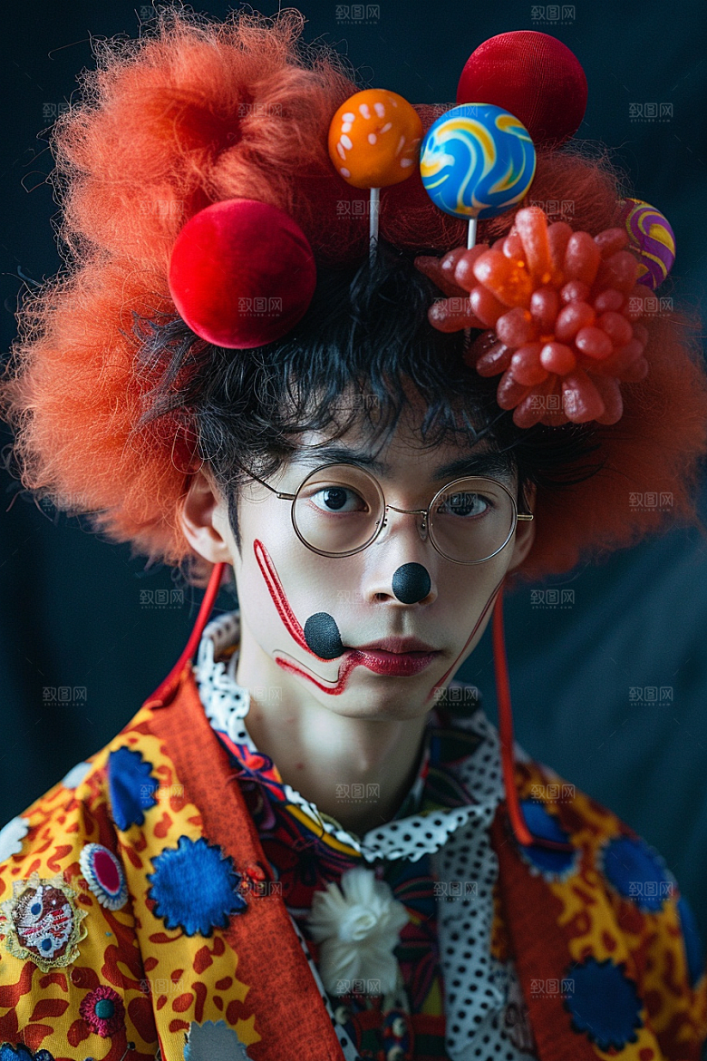 愚人节化妆小丑可爱人物摄影图