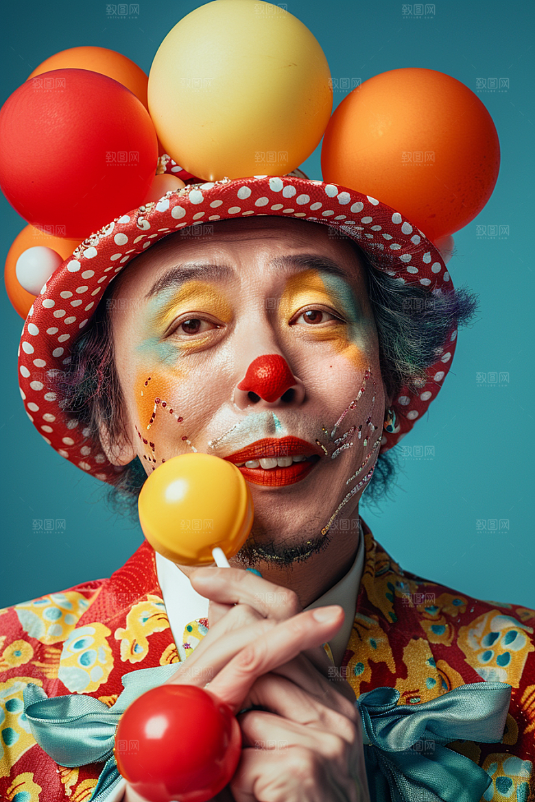 愚人节化妆小丑彩色卡通摄影图