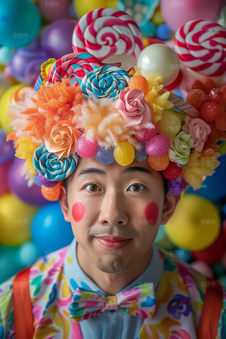 愚人节化妆小丑形象高清摄影图