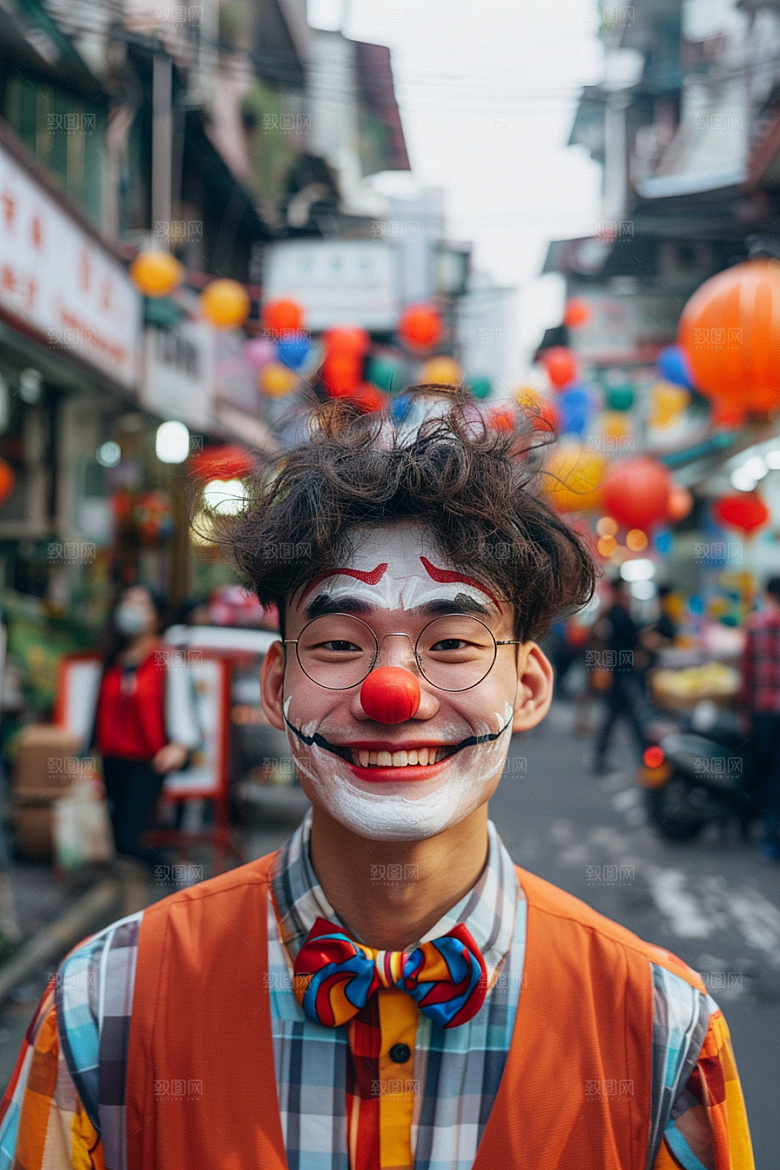 愚人节化妆小丑欢乐形象摄影图