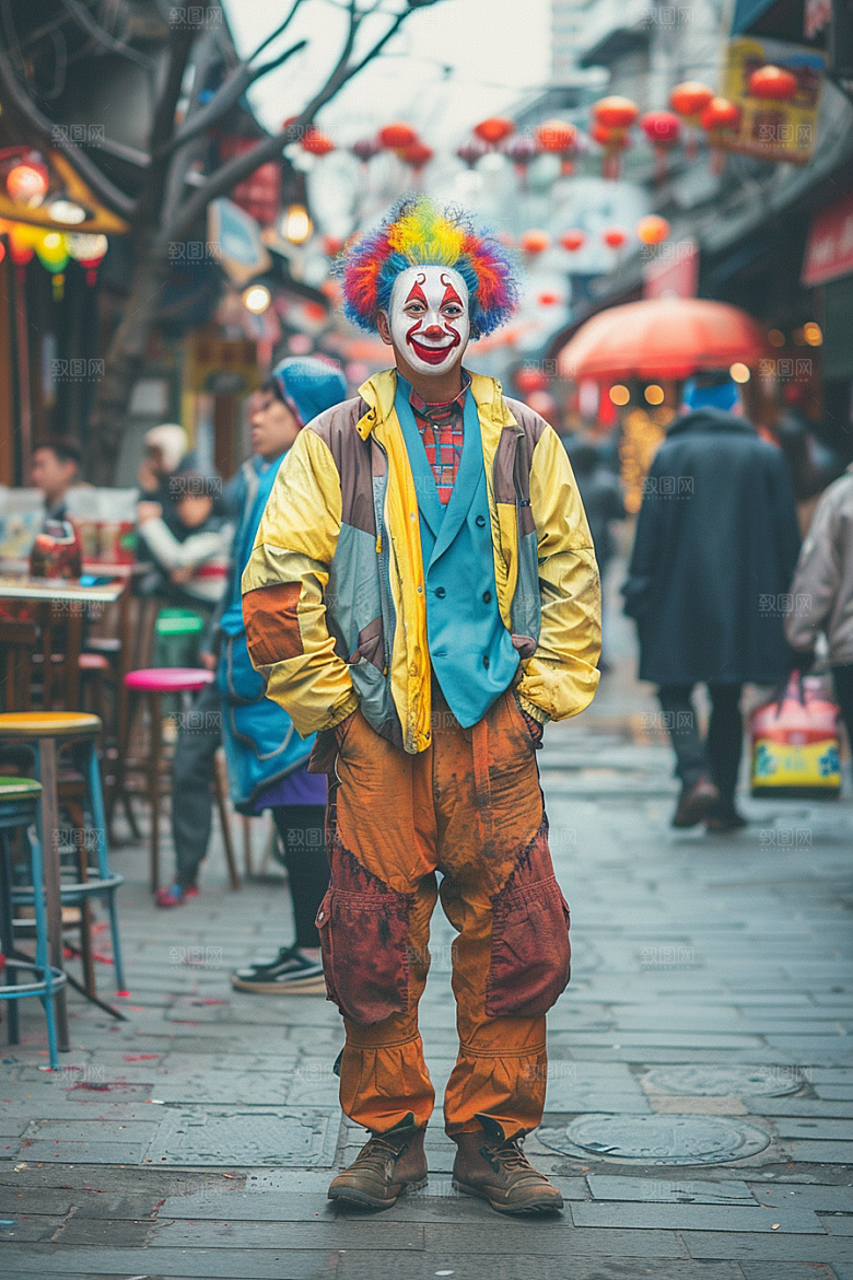 愚人节化妆小丑人物卡通摄影图